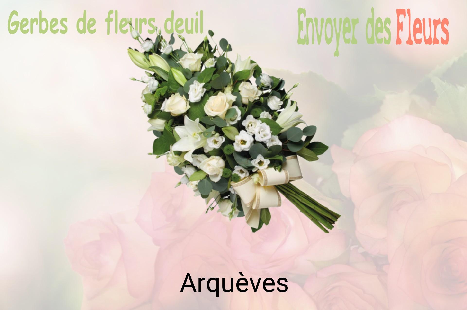 Gerbe de fleurs de deuil livrée à Arquèves